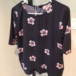 Ann Taylor Floral Top with Ruffle